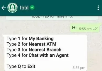 ইসলামী ব্যাংক হোয়াটসঅ্যাপ chat